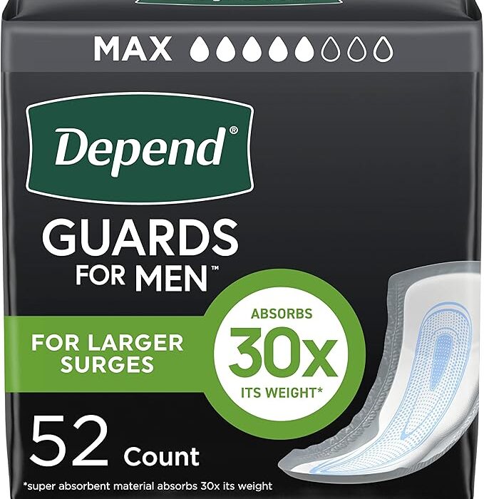 Depend Guards Incontinence Pads for Men, Maximum Absorbency, 52 Count, Packaging May Vary